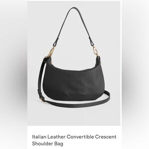 Quince Italian Leather Convertible Crescent Shoulder Bag - Black
